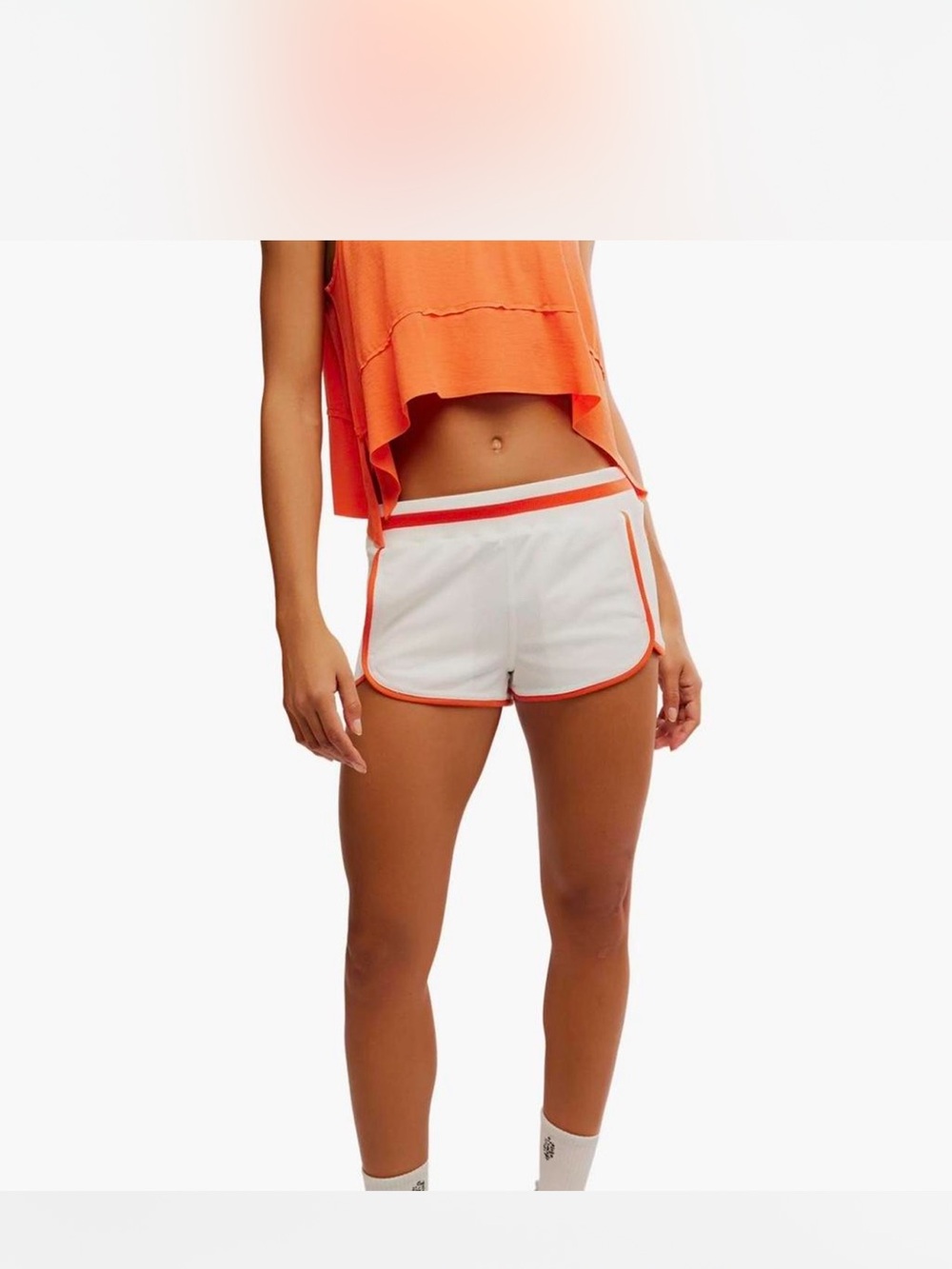 FP Movement by Free People Orange Ruffle Crop Tank